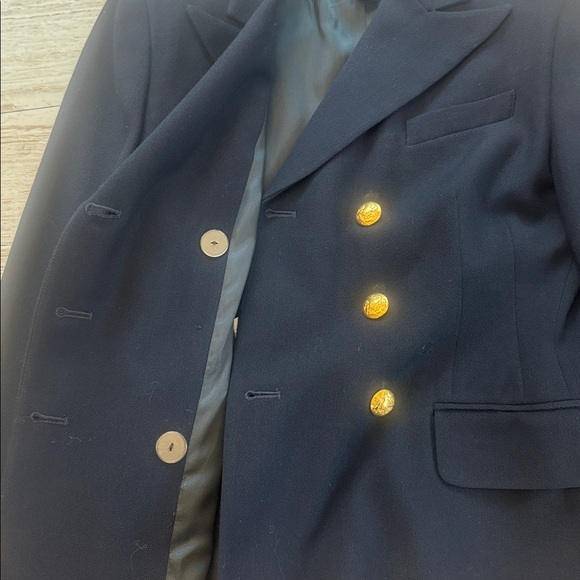 Lauren Ralph Lauren Navy Double Breasted Wool Captain Blazer Gold Buttons 6P - Picture 6 of 14